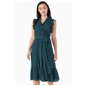 NWT Kate Spade Polka Dot Ruffle Sleeve Belted Midi Dress 6